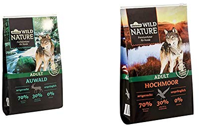 Dehner Wild Nature Hundetrockenfutter Adult, Auwald, 4 kg & Wild Nature Hundetrockenfutter Adult, Hochmoor, 4 kg