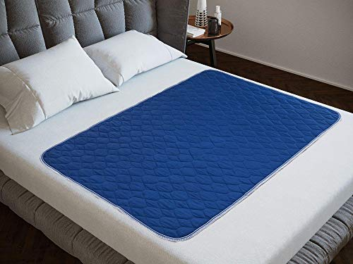 Lynmark® Washable Incontinence Bed Pads Without Tucks - Non-Slip Bedwetting Mattress Protector Absorbs Up to 2L - Leak-Proof OEKO-Tex Certified Cotton Waterproof Cover for Double Beds - 135x85cm, Navy
