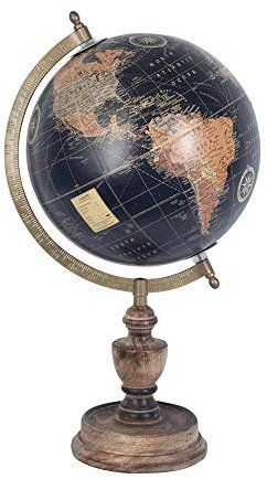 Globe terrestre, Coll La Pérouse, Noir & Doré, H 39 cm