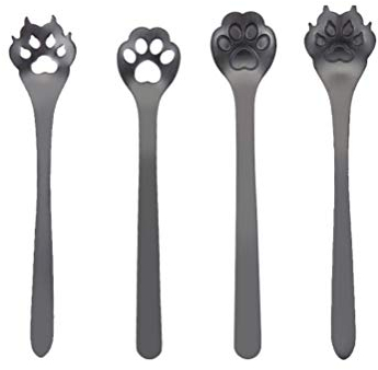 Cabilock 4pièces Lot De Cuillères à Mélanger Acier Inoxydable Forme Pattes Animal Cuillères à Café Et Dessert Pour Maison Et Restaurant
