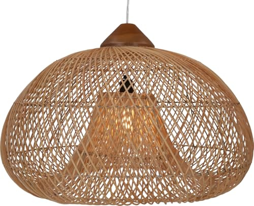 Handgemachte Rattan-Deckenleuchte, Bali, Naturmaterial, Modell Marilla | Schöne Pendelleuchte, geflochten aus dünnem Rattan, zaubert ein schönes Schattenmuster, ideal für stilvolle Wohnräume.
