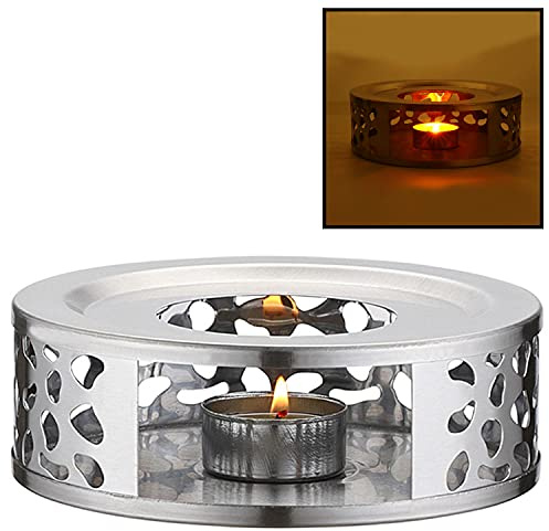 Stainless Steel Teapot Warmer, Metal Teapot Heater with Tealight Holder Stainless Steel Candle Base Coffee Tea Warmer for Glass, Steel, Ceramic Teapot and Other Heatproof Dish
