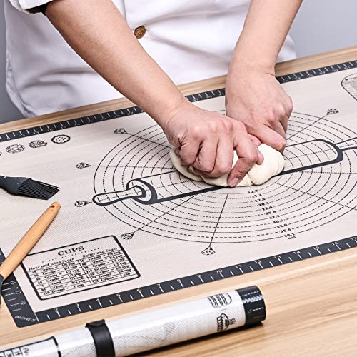 KitchenRaku Nonstick Silicone Pastry Mat, 51 x 71cm Extra Large Kneading Dough Rolling Mat with Measurement, Baking Mat for Fondant Icing/Cake/Pizza
