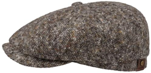 Stetson Hatteras Donegal Schirmmütze Damen Herren Made in EU 100% Schurwolle Baumwollfutter Flatcap Herbst Winter grau 62 cm