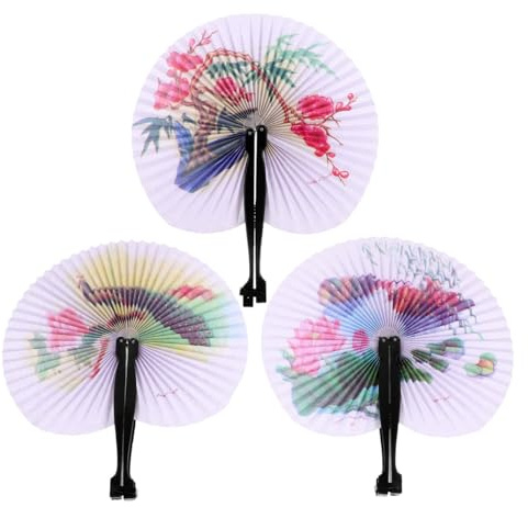 Gadpiparty Chinese Style Folding Fans 6 Pack Handheld Paper Fans for Weddings Dancing Party Home Decoration Lightweight Foldable 9.4X8 Inches