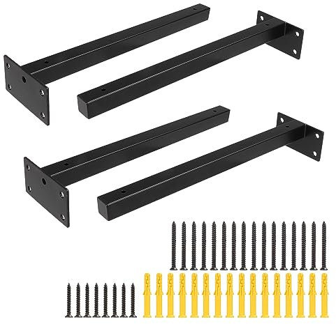 AKOLAFE 4 unidades de soportes para estantes, color negro, 30 cm, invisibles, para cargas pesadas, 300 mm, resistentes al agua, para cocina, industria, trabajo