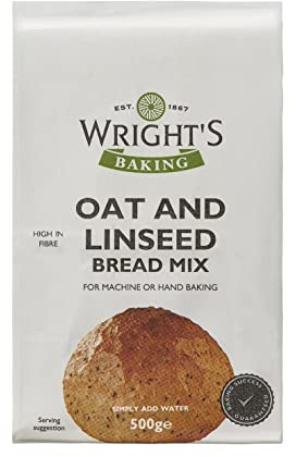 Wright's Oat & Linseed Bread Mix 10X500g - White baker's quality flour with pinhead oats - For Machine or Hand Baking - Baking Success Guaranteed - Suitable for Vegetarians