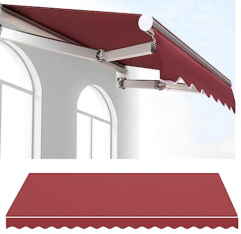 Patio Store Ersatzteil, Stoff, wasserdicht, Polyester, mit UV-Schutz, einziehbar, Sonnenschutz, hohe Abdeckung für Fenster, Tür, Markt, Brücke, (Größe: 8 x 11 m, Farbe: Rot)