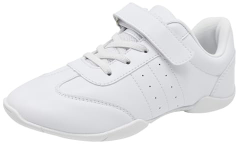Mnplciea Weiß Cheerleading Schuhe Mädchen Weich Cheerleader Schuhe Damen Tanzschuhe, Yoga Gymnastik Training Sportschuhe