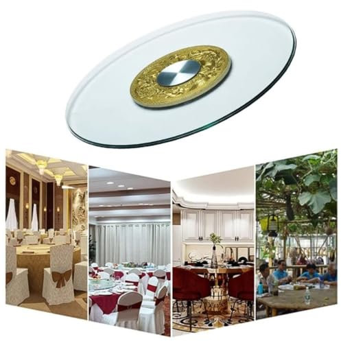 NILZA 40cm Plateau Rond pour Table À Manger, Lazy Susan Rond Clair Plateau De Service Plateau Tournant, Plat De Service Tournant, Facile À Nettoyer (Size : 50cm/20in)