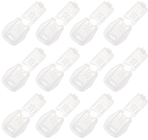 QUARKZMAN 12 Piezas de Extremos de Cordón, Tapones de Cordón de Nylon para Cremalleras, Cierre de Cordón para Mochilas, Zapatillas, Chaquetas, Zapatos (20x15mm, Transparente)