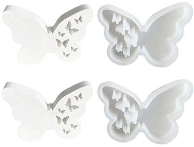 Xidmold 2 Stück Schmetterling Gipsform zum Gießen, Groß Schmetterling Form Silikon, Schmetterling Silikonform für Fondant, Tortendeko, Epoxidharz, Sojawachs Kerzen, Seife, Gips, Handwerk