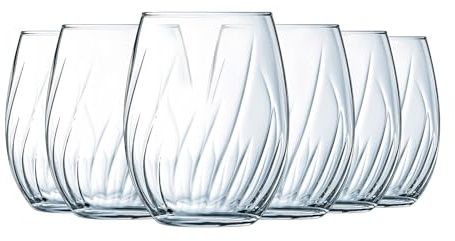 Cristal d'Arques Paris - Collection Swirly - 6 Gobelets 36cl - Fabriquées en France - Emballage renforcé