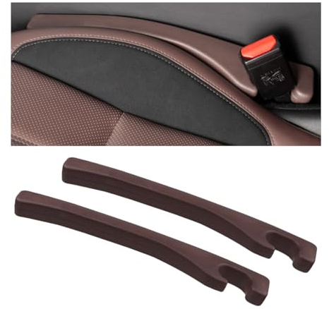 JNNJ 2 Stück Autositz Lückenfüller Lückenkissen, Leder Interior Sitzlückenfüller, Universal Autositz Gap Stopper, Geeignet für die Meisten Modelle von Autos(Braun)
