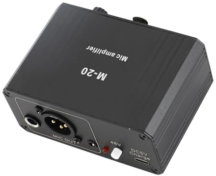Préampli de Microphone Amplificateur de Gain de Micro, Préamplificateur de Phonographe Audio Stéréo électronique pour Micro Dynamique et à Condensateur, avec Prise XLR à Double