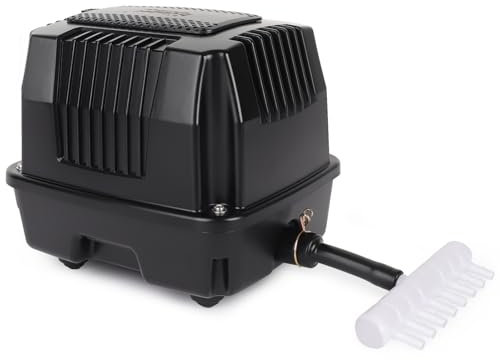 hygger Bomba de Aire para Estanque,25W Potentes Silenciosas Aireador para Estanque de Peces con Conector de Conversión,Air Pump for Large Pond,Fishing Yacht,Fish Farm and Hydroponic