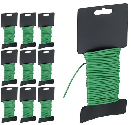 Relaxdays Gartendraht 10er Set, 10 m Länge, Ø 2,5 mm, ummantelter Gartendraht für Pflanzen, Garten Bindedraht, grün