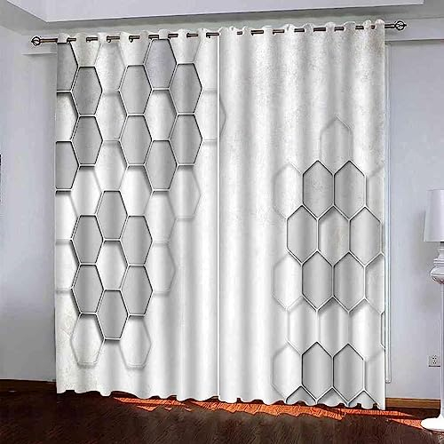 Schattierung Vorhänge Junge Graues Geometrisches Mosaik 3D Druck 2Er Set Isolierung Schalldichte Kinder Gardinen Blickdicht Mit Ösen Vorhang Fenster Für Wohnzimmer Schlafzimmer Balkon 2 X 8-9N1U2W7O7