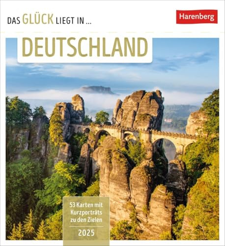 Das Glück liegt in Deutschland - Postkartenkalender 2025 - Harenberg-Verlag - Wochenkalender mit 53 Postkarten zum Freuen, Dekorieren oder Verschicken - 16 cm x 16,5 cm