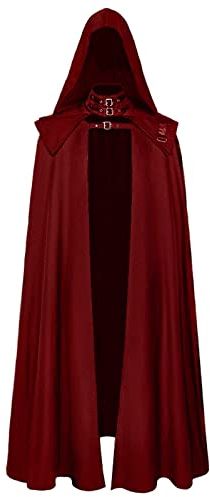 Mittelalterlicher Kapuzenmantel Gothic Mantel Langer Graben Halloween Teufel Robe Zweiteiliges Set Schwarzklee-Cosplay-Kostüm Mädchenkostüm Verkleiden Sich Cosplay Schwarzer Fleck Roter Overall
