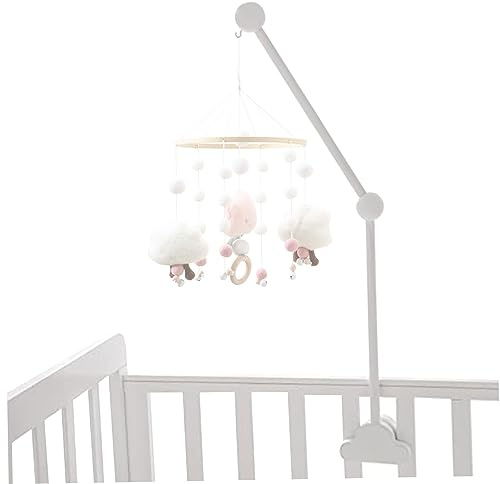 Baby spjälsäng mobil arm trä moln design avtagbar justerbar hållare söt spjälsäng klocka vindspel hängare konsol