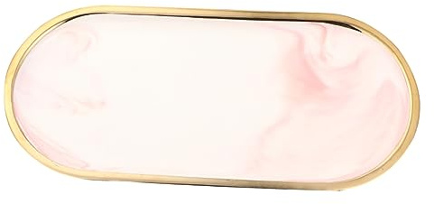 ANDRESLAD Vassoio in Porcellana Raffinato e Chic per Accessori Rosa Marmo, Design Nordico, Resistente e Decorativo per Esposizione e Cerimonia