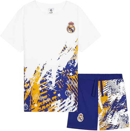 Get Trend Real Madrid CF Pijama Corto Niño y Adolescente Chico Conjunto de Pijamas Futbol Verano Ropa Niño Cómoda Regalos Niños (13-14 Años, Multi Real Madrid)