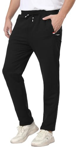 JustSun Tracksuit Bottoms Men Joggers UK Jogging Bottoms with Zip Pockets Track Suit Gym Sports Trousers Black M