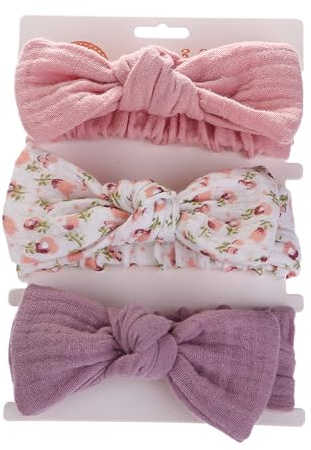 3Pcs Children's Headbands Cotton Crinkle Children's Headband Set, Stretchy Headbands For Kids, Soft Stretchy, Keeping Your Child's Hair In Place for Toddlers And Preschoolers Active Children (A, L)