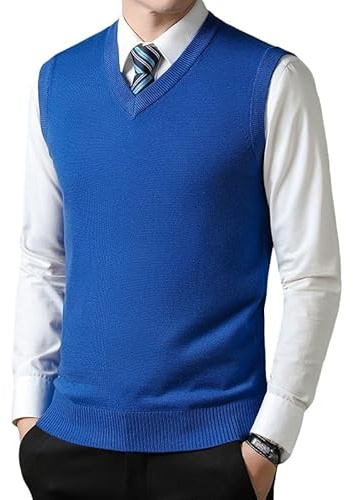 Débardeur Tricoté Sans Manches pour Hommes, Pull Sans Manches En Tricot pour Homme, Pull Épais En Mélange De Laine, Col En V, Gilet D'Affaires Occidental, Tricot, Automne Hiver, Gilet En Laine,