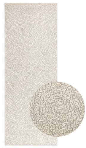 vidaXL Teppich ZIZUR Creme 80x200 cm Jute-Optik Indoor und Outdoor