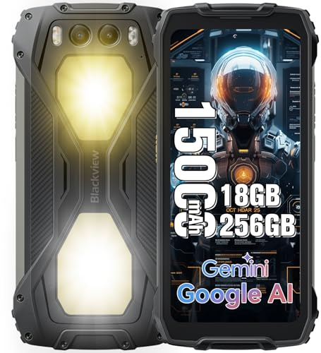 Blackview 2025 BV7300 Movil Irrompible, 15000mAh(45W) 18GB+256GB(2TB/TF) G81 Movil Resistente, 6.67 90Hz/50MP+32MP/NFC/Dual SIM/Visión Nocturna 20MP/GPS/FM/Fingerprint/800LM Luz de Camping