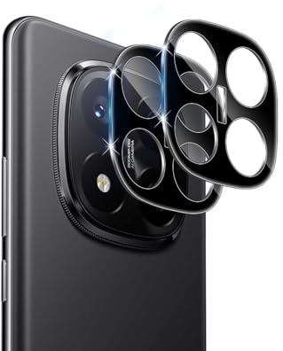 Datree para Xiaomi Redmi Note 14 Plus/Note 14 Pro+ 5G Protector de Pantalla Lente de Cámara, 2 Piezas 9H Dureza HD Anti-Arañazos Cristal Templado Cámara Trasera Lente Protector （Negro）