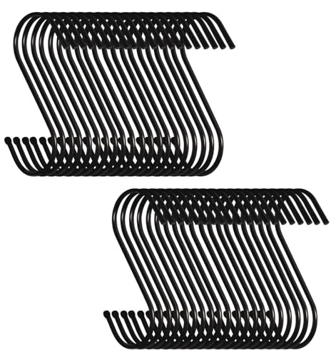 60 Pack Mini S Hooks – Small Black Hanging Hooks for Bathroom, Kitchen, Bedroom & Office Organisation – Multi-Purpose Hangers for Towels, Keys, Plants, Utensils & Decor – Space-Saving Durable Metal