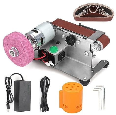 EDEDE Máquina pulidora, lijadora Orbital Mini lijadora de Banda eléctrica, pulidora DIY, Amoladora Multifuncional, lijadora de Banda, Cortador de Bordes, afilador para lijar, pulir(Set2)