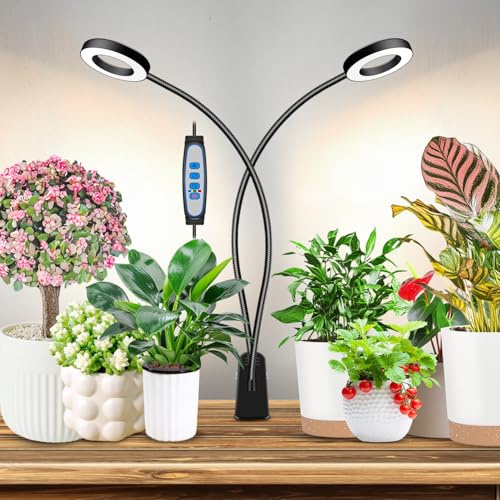 Eurbolan Halo Grow Lights for Indoor Plants with Clip, 96 LEDs Full Spectrum Plant Grow Light, LED Plant Growing Lights, 3 Modes & 5 Dimmable Level, Auto ON & Off Timer 6/12/16H,（660nm/3000k/6000k）.