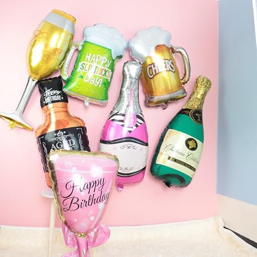 OAOSDH 2 Stücke Rosa Weinglas Luftballons, Alles Gute Zum Geburtstag, Kreative Und Personalisierte Schießquellen, Aufblasbare Spielzeugverzierungen, Prinzessin -Geburtstagsfeier -Dekoration.