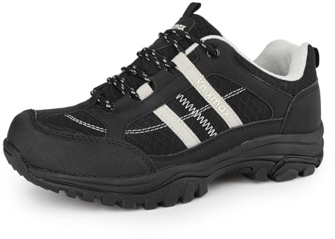 Knixmax Zapatillas de Senderismo y Trekking Mujer, Ligeras Transpirable Antideslizante Sneakers Zapatos de Montaña Negro 42 EU