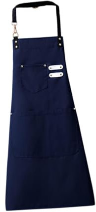 F Fityle Trabajo delantal de babero delantero con bolsillos para mujeres multifuncionales hombres ajustables para dibujo de restaurantes bbq artesanía, Azul