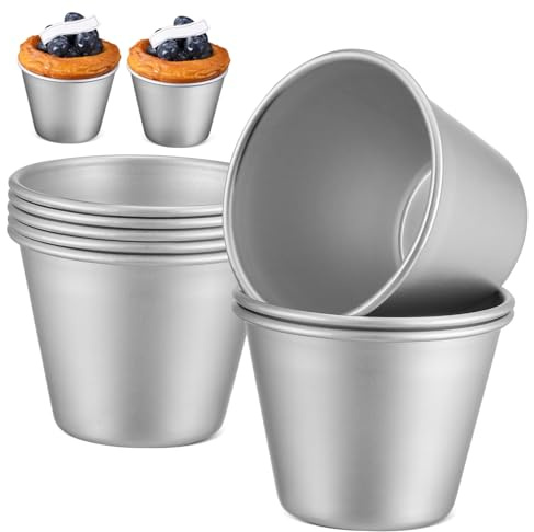 BESTOYARD Stampi Impilabili 8 Pezzi in Lega di Alluminio per Cupcake Argento Facili da Conservare per Muffin e Budino