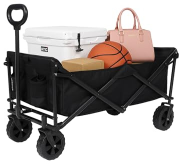 Bollerwagen mit Flaschenhalter faltbar 80L 100Kg Traglast Transportwagen Strand und Campingwagen