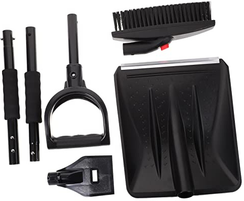 BESTonZON 1Juego Pala Quitanieve Desmontable para Coche de Hielo y Escoba de Limpieza Mango Ergonómico para Parabrisas y Vehículos Inoxidable