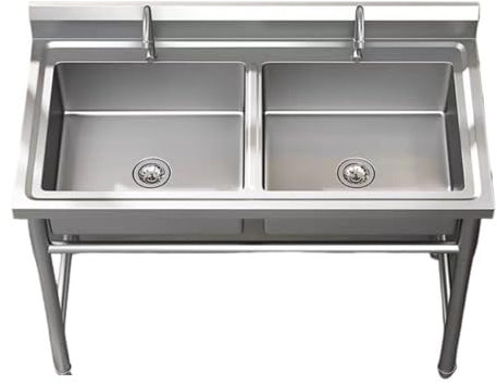 JTPMYFT Lavello da Cucina sottopiano, lavello da Cucina in Acciaio Inox, Doppio lavabo, antitrabocco, Piccolo Angolo R, Adatto for Balcone, Bar, caffè(0.7mm)