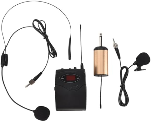 Orolotay Wireless Microphone System,Wireless Microphone Set With Headset & Lavalier Lapel Mics Beltpack Transmitter Receiver