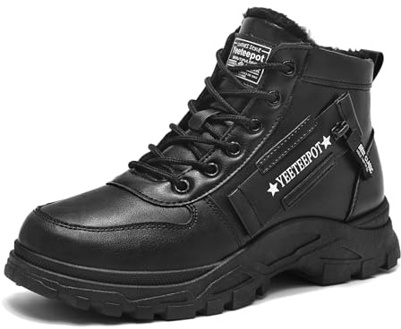 Yeeteepot Femme Hiver Bottes Fourrée Chaude Bottines A-Noir 38 EU = 39 CN