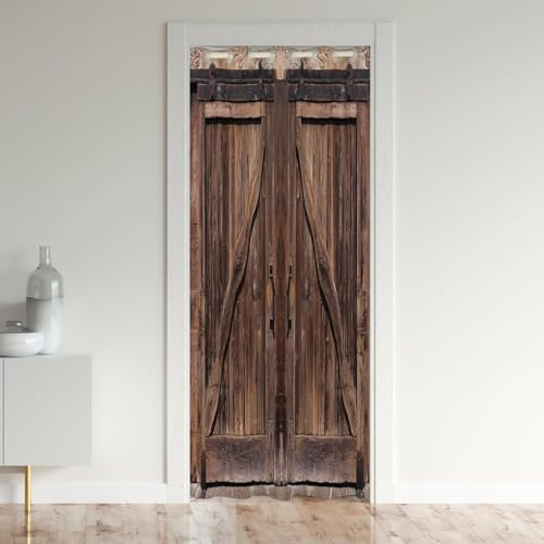 Homemissing Türvorhang, 86 x 203 cm, aus rustikalem Holz, für Bauernhaus, Vintage, Altholz, Verdunkelungsvorhang, für den Außenbereich, Eingangsbereich, Landhausstil
