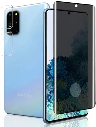 Jaavkkma 1 Stück Sichtschutz Schutzfolie für Samsung Galaxy S20 Panzerglas + 2 Stück Kamera Schutzglas, Härte 9H/Anti-Spy, Displayschutzfolie für Galaxy S20 - Privacy Gehärtetes Glas