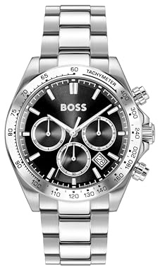 BOSS Chronograph kvarts klocka för män HERO 2.0 kollektion med silver rostfritt stål armband - 1514267