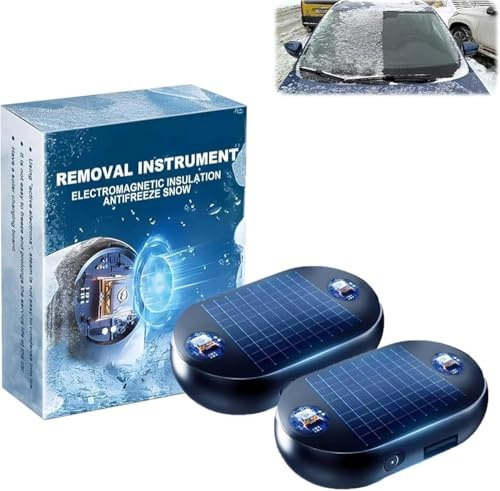 Vibbang 2 Pcs Electromagnetic Car Deicer, Electromagnetic Car Demister, Solar Snow Removal, Anti-Freeze Snow Removal Tool, Portable Car-Heater Defroster for Winter