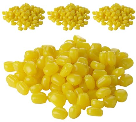 GALPADA 400 Leurres Souples en Plastique Jaune Imitation Maïs Flottants – Kit Appâts Artificiels pour Pêche à la Carpe en Eau Douce – Leurres Réalistes et Flexibles pour Lac et Rivière